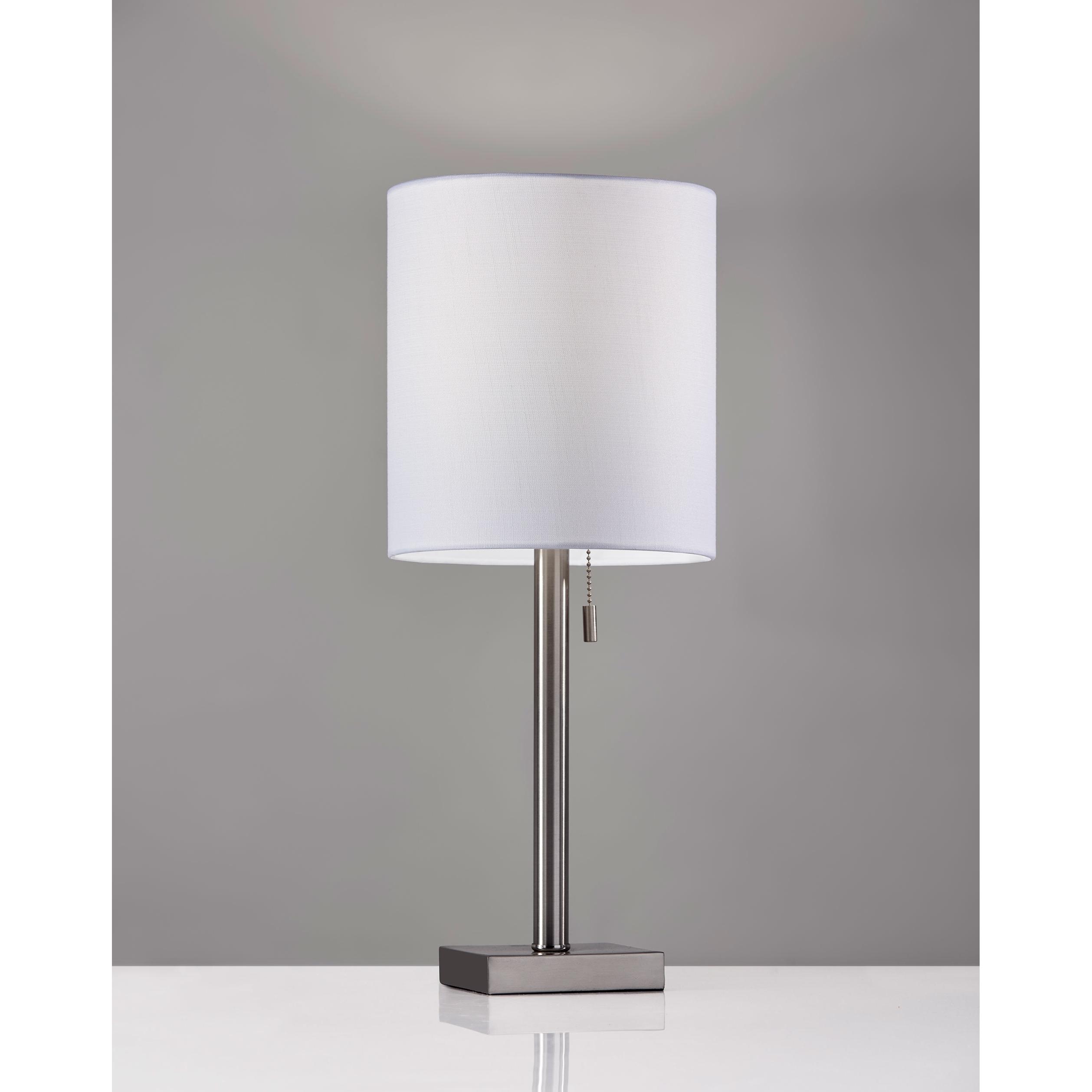 Liam Brushed Steel Table Lamp By Adesso, Brushed Steel Table Lamps