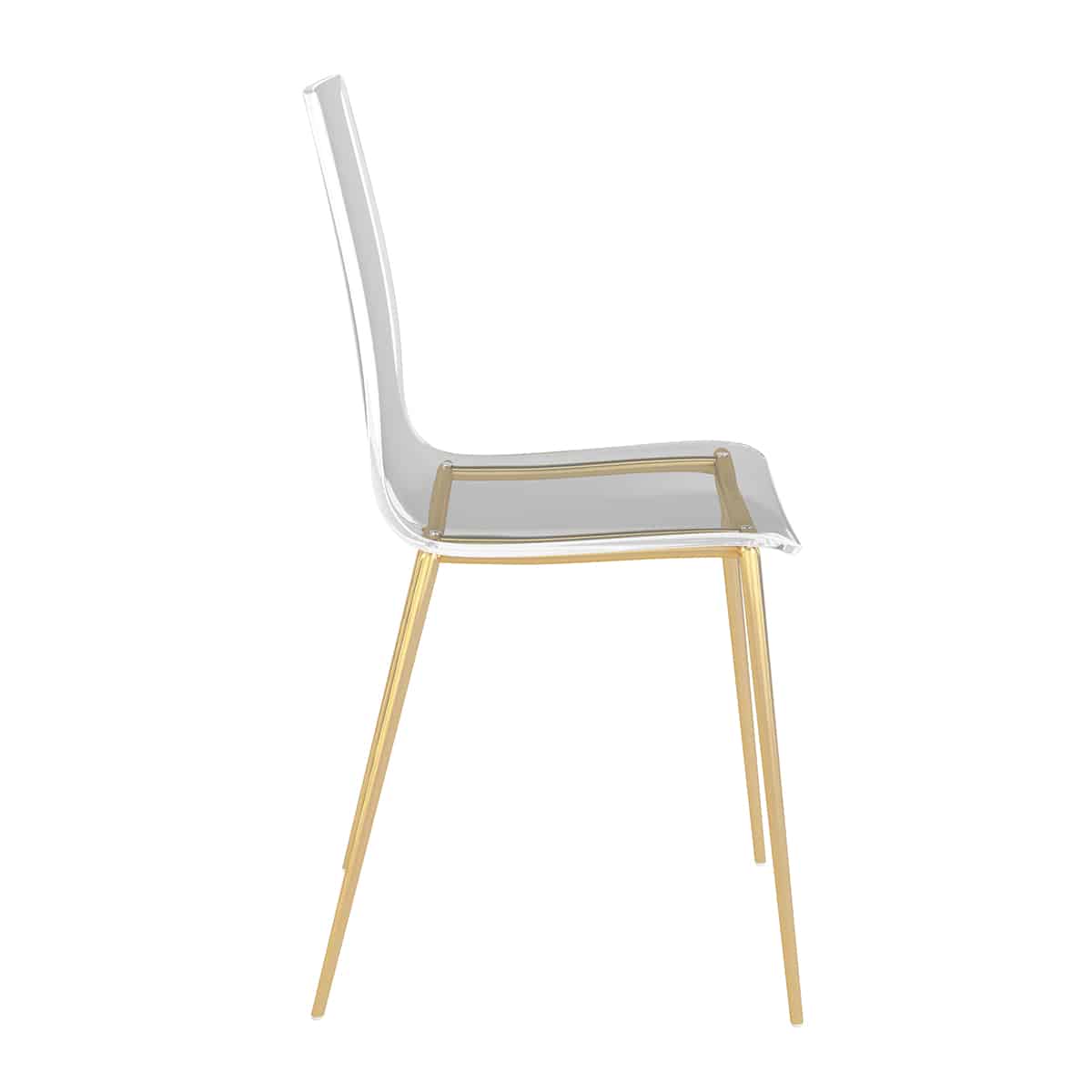 Cilla Acrylic Side Chair Matte Brushed Gold Legs (Set of 2) by Euro
