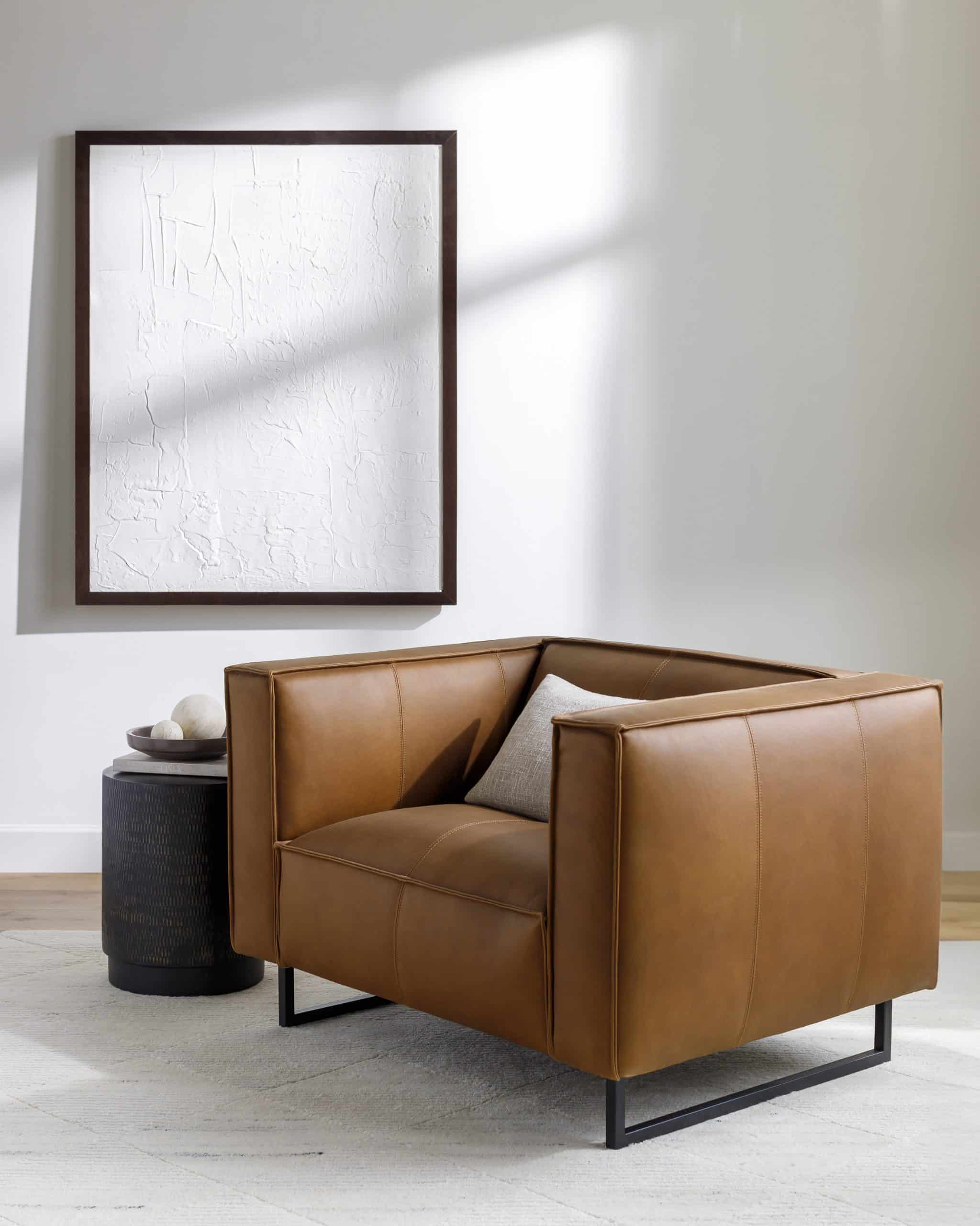 Dylan Tan Leather Accent Chair by Surya - Concepts Furniture